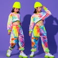 thumbnail image 2 of Ropa de hip hop, sudadera multicolor, pantalones casuales para niñas, ropa de baile de salón de jazz, atuendos de escenario, ropa rave, 2 of 5
