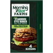 MorningStar Farms Vegan Steakhouse Style Plant Based Veggie Burgers, 16 oz, 4 Count Bag