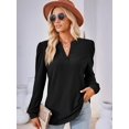 thumbnail image 6 of Blouses for Women Dressy Casual V-Neck Long Sleeve Womens Tops with Puff Sleeves Black Xl, 6 of 8