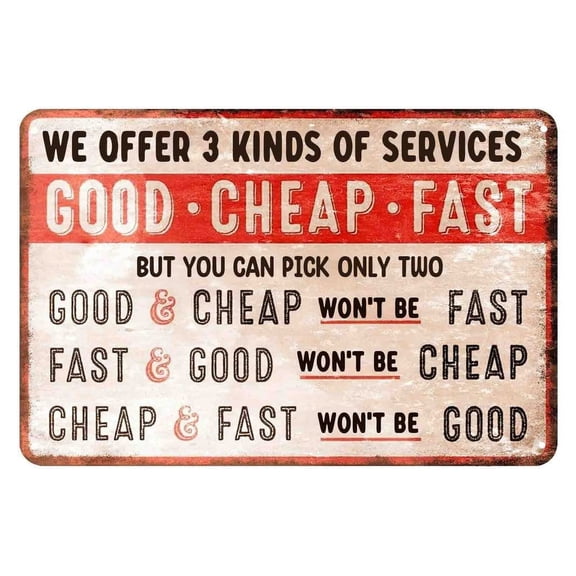 Good Fast Humorous Funny Retro Style Aluminium Metal Sign Office Shop Work - Funny Vintage Wall Art for Garage Shop or Man Cavech Size: 8 x 12 inch
