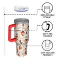 thumbnail image 4 of Beige Christmas Santa Pattern Tumbler with Handle and Lid,40oz Double Wall Vacuum Insulated Tumbler,Cups Gift for Women and Men, 4 of 7