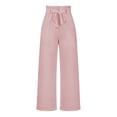 thumbnail image 1 of Pantalones de tela para mujer, pantalones palazzo de cintura alta, pantalones casuales anchos, pantalones de traje, pantalones elegantes tipo paperbag, 1 of 7