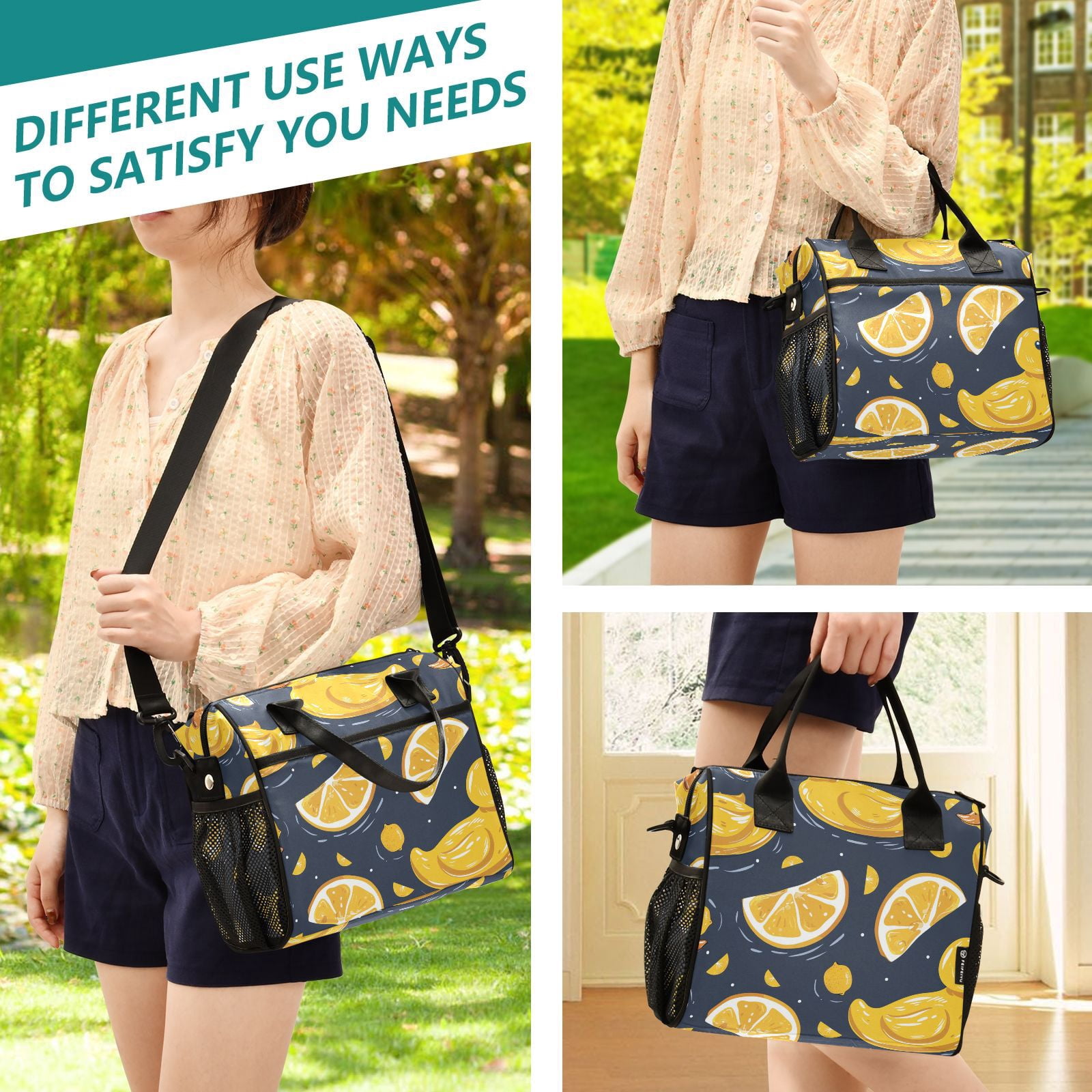 Duck Lemon Cooler Bag Lunch Bag Soft Cooler Cooling Tote Insulated Lunch Box for Adult Men Women