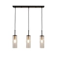thumbnail image 2 of Kenroy Home Caulford 3-Light Adjustable Height Kitchen Island Light Fixture with Clear Glass Cylinder Shade for Kitchen Island, Dinning Room, Bedroom, Foyer, or Entryway, Black, 2 of 8