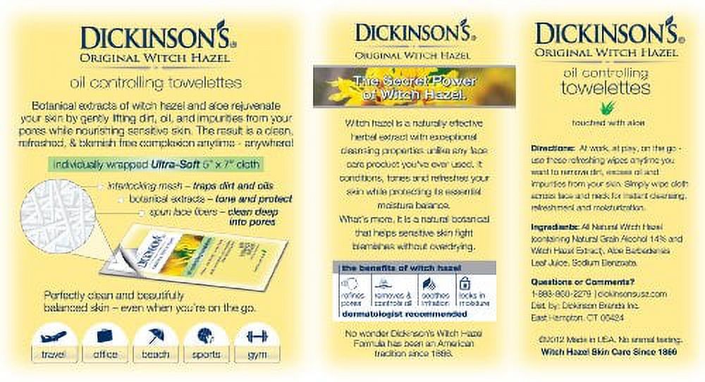 Dickinson's Original Refreshingly Clean Facial Wipes Towelettes, Witch Hazel and Aloe, 20 Ct - image 3 of 7