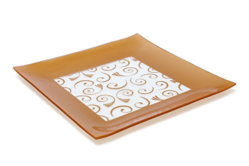 Dishwasher Safe silver GAC Tempered Glass Oval Platter Serving Tray and Decorative Plate Unbreakable Chip Resistant Oven Proof Stackable Microwave Safe 