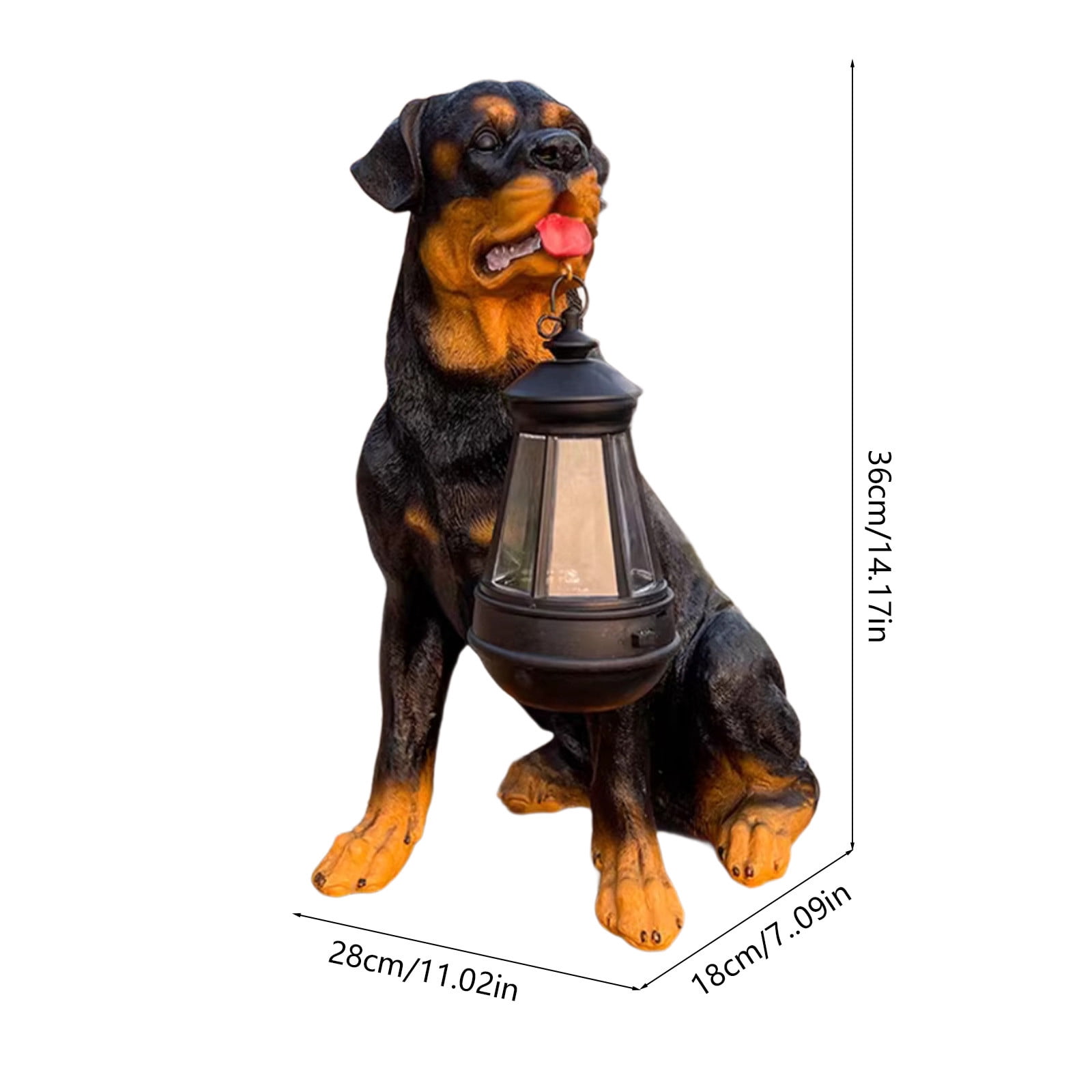 Sylchomon Solar Powered Dog Statue LED Light Outdoor Garden Decor Rechargeable Resin Yard Ornament Weatherproof Hanging Lantern Pet Design