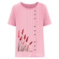 thumbnail image 4 of Shorts pour Femmes, Blouses pour Femmes, Mode Féminine Imprimée Confortable Ample Manches Courtes Blouse Boutonnée Col Rond Décontracté, 4 of 4