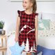 thumbnail image 4 of Balery Christmas Tree Buffalo Plaid Camisón de princesa para niñas, pijama de algodón con mangas abullonadas, suave y bonito.-Medium, 4 of 6