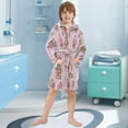thumbnail image 5 of FORMRS Niños Bathrobe Unisex Hooded Robe Soft Plush Pajamas Sleepwear, Size 10-12T, Pink Gingerbread Houses, 5 of 7