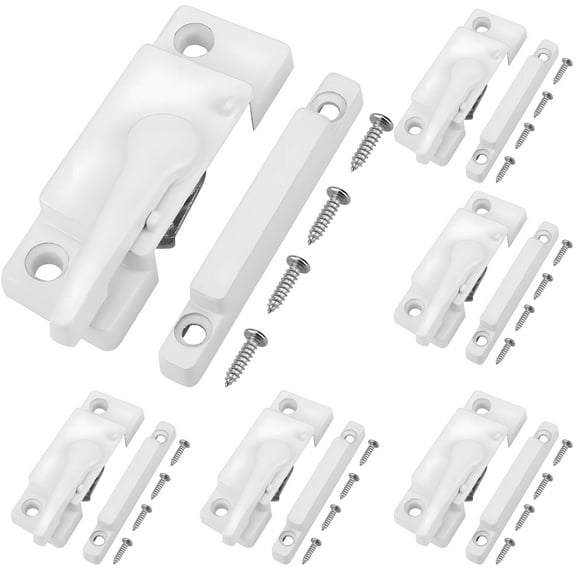 6 Pcs Window Sash Lock Set,Push-Pull Lock for Aluminum Wood Plastic Windows,Enhanced Security,Easy Installation,with Mounting Screws,White