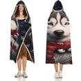 thumbnail image 3 of Cute Siberian Husky Blanket Hoodie Christmas Theme Wearable Throw Blankets For Couch Blanket For Kids Teens Men Women, 3 of 6