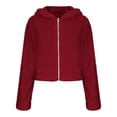 thumbnail image 6 of Lmnyox Women's Fuzzy Crop Jacket Fall Winter Fashion Zip Up Hooded Plush Coat Trendy Thermal Outerwear, 6 of 9