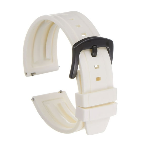 Uxcell Rubber Watch Band 26mm Quick Release Fluororubber Watch Strap with Black Stainless Buckle for Men Women, White