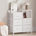 thumbnail image 1 of Lateral File Cabinet with 5 Fabric Drawers - 24.8" Filing Cabinet, Rustic Printer Stand, Office Organizer Cabinet, Fits a4/Letter Files, Under Desk Mobile Rolling Wood Filing Cabinet, 1 of 6