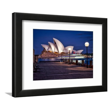 A Boat Passes by the Sydney Opera House, UNESCO World Heritage Site, During Blue Hour Framed Print Wall Art By Jim (Best Opera Houses In The World)