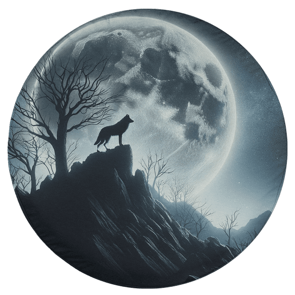 Lotusprinthandmade Wolf Spare Tire Cover Without Backup Camera Hole 6 Sizes, wolf tire covers, wolf spare tire cover, tire cover wolf