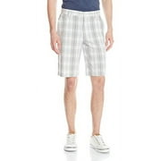 IZOD Men's Flat Front Poplin Plaid Short, High Rise, 34W
