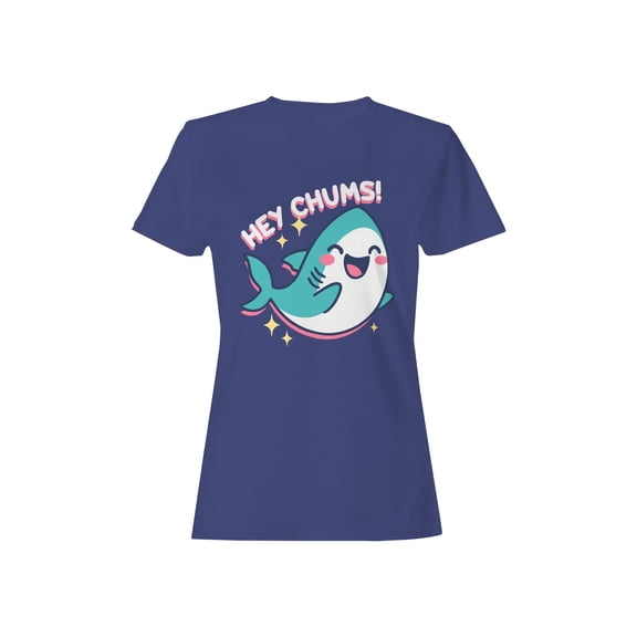 Cheerful Shark "Hey Chums!" Design Women's T-shirt