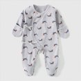 thumbnail image 2 of KPOPLK Newborn Baby Boys Girls Onesie Pajamas Soft Coton Tie Side Footie Pjs Bodysuit Infant Sleeper Baby Sleep Gown with Mittens Size Newborn, 2 of 6