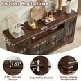thumbnail image 4 of LELELINKY 6-Doors Farmhouse Sideboard with Glass Doors, 60'' W Buffet Cabinet with Adjustable Shelves, Coffee Bar Table for Kitchen Dining Room, Walnut, 4 of 7