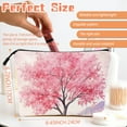 thumbnail image 2 of Makeup Bag Small Toilet Cosmetic Bags Travel Makeup Case Waterproof for Women Girls 6.7X9.45inches - Gorgeous Pink - Blossomed Tree, 2 of 7