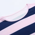 thumbnail image 5 of Women's Wide Striped Shirt Long Sleeve Loose Basic Boat Neck Tops,Pink,XL, 5 of 6