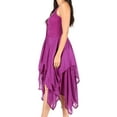 thumbnail image 4 of Sakkas Lady Mary Jacquard Corset Style Bodice Lightweight Handkerchief Hem Dress - Purple - One Size, 4 of 5