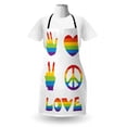 thumbnail image 3 of Pride Apron, Various in Rainbow Colors Peace Hand Signs Heart Shape Gay Community, Unisex Kitchen Bib with Adjustable Neck for Cooking Gardening, Adult Size, Multicolor, by Ambesonne, 3 of 4