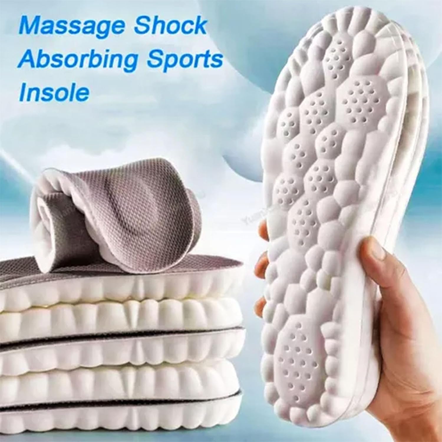 Original Stepprs Comfort Boosting Massage Insoles, 4D Memory Foam Thermal Insoles With Arch Support For Men And Women (Orange, EU 43-44