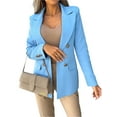 thumbnail image 2 of Women'S Long Sleeve Blazer Jacket, Casual Double Breasted Lapel Coat for Office Work & Holiday Outfits Sky Blue XL, 2 of 9