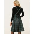 thumbnail image 3 of DARING DIVA Women's Tartan Pinafore Plaid Midi Suspender Skirt M Green, 3 of 6