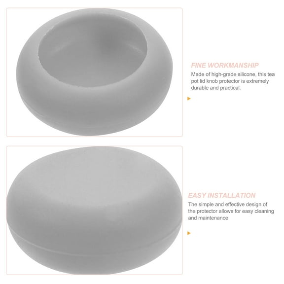 Topbathy 2Pcs Heat Resistant Silicone Covers for Tea Pot Lid Handles Grey