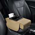 thumbnail image 1 of 5-in-1 Multifunctional PU Leather Car Armrest Box Mat, Center Console Organizer with Cup Holder, Phone & Tissue Slots, Waterproof Elastic Pad for Most Vehicles, 1 of 8