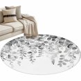 thumbnail image 2 of Round Area Rug 3ft,Farmhouse Gray Eucalyptus Leaves on White Washable Carpet Non-Slip Runner Accent Rugs Indoor Floor Mat for Bedroom Living Room Decor,Summer Plant, 2 of 9