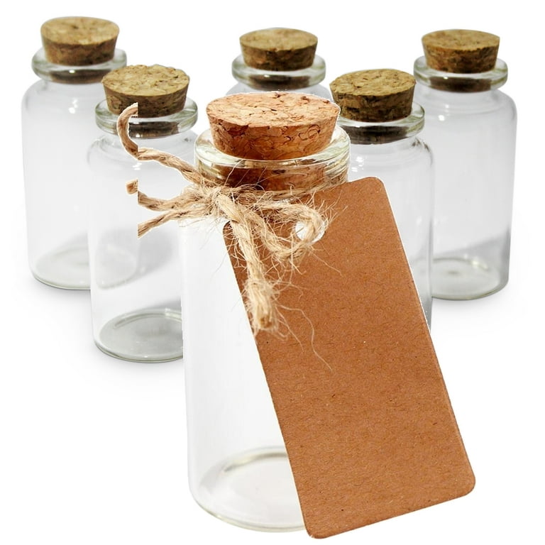  10 Pack Small Glass Bottles With Cork Lids, Mini Mason