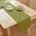 thumbnail image 1 of Xiao Hua 1 pieza de almohadilla aislante de lino verde grueso para mesa de comedor, cojín de escritorio de oficina, bandera de mesa decorativa, tela de bandera de té resistente al calor 180*30 cm, 1 of 5