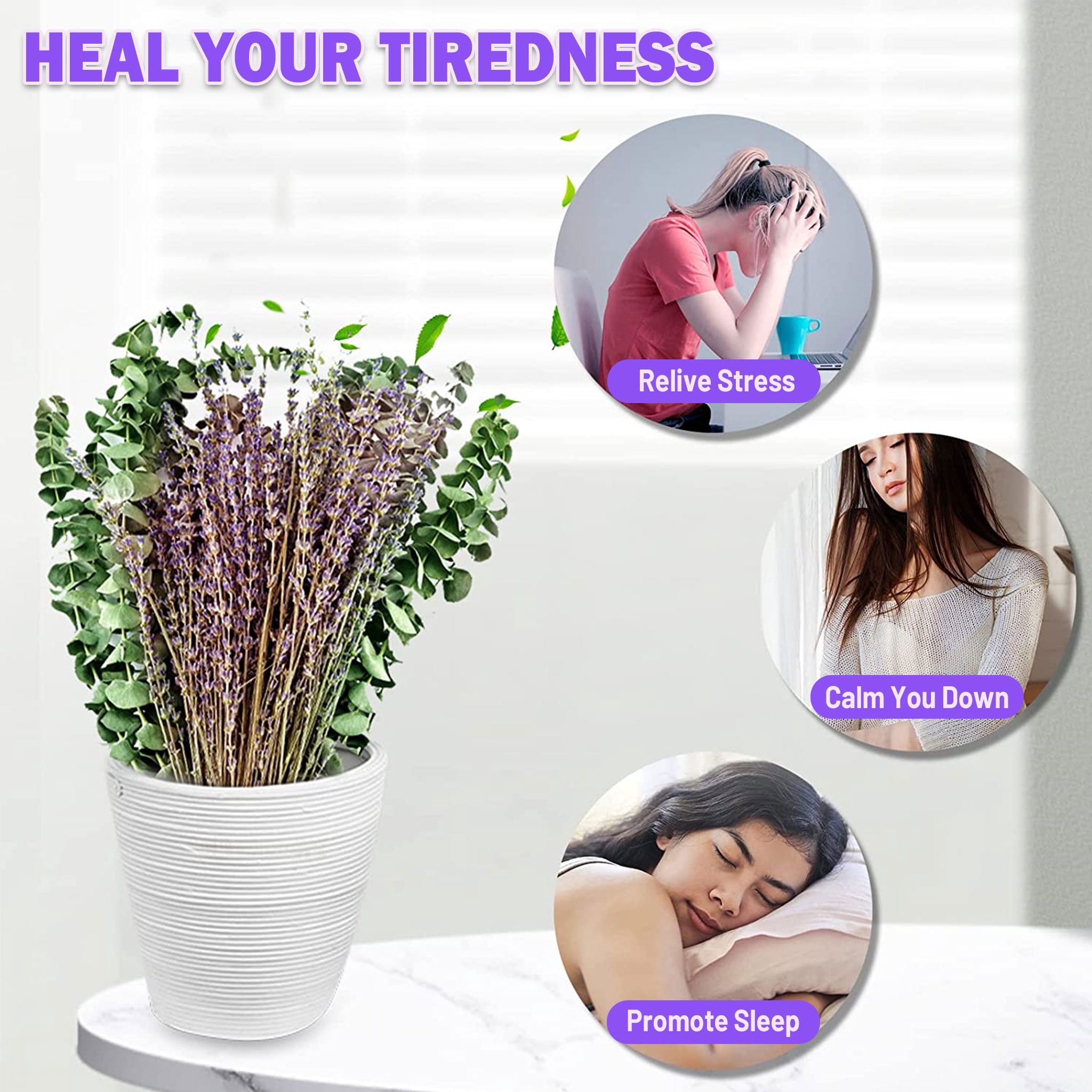 AMI PARTS 120Pcs Dried Preserved Eucalyptus Stems and Lavender Flowers Bundles for Shower