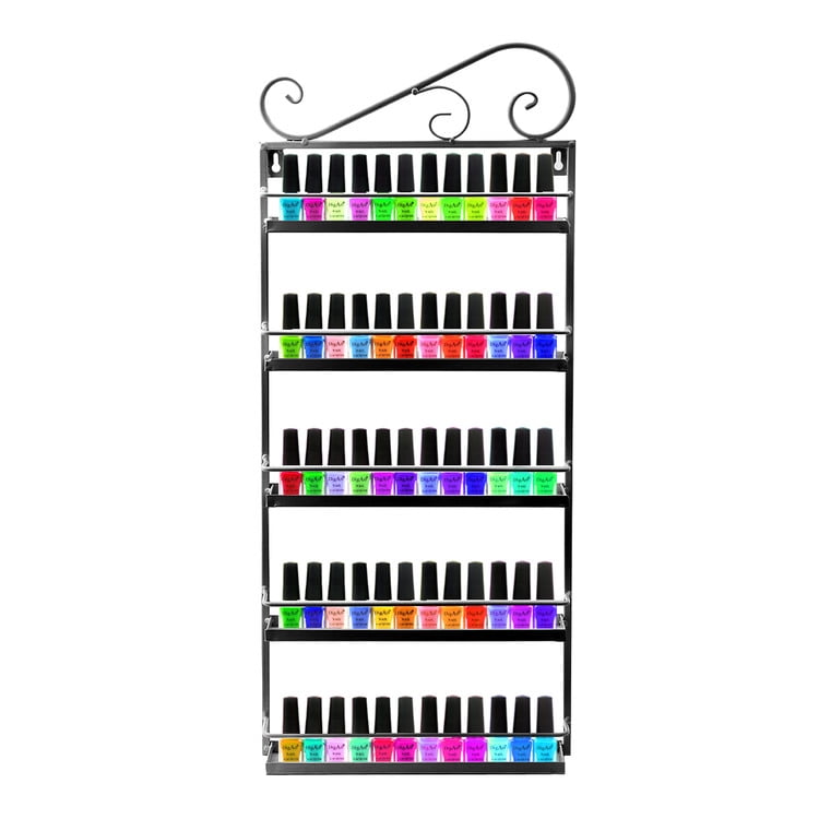 Dazone Nail Polish Wall Rack Organizer Holds 50 Bottles Nail Polish Shelf Black