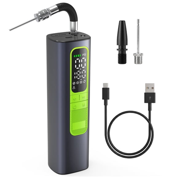 FosPower Electric Ball Pump with Needle, 18 PSI USB C Portable Air Pump Basketball Pump for Football Volleyball Soccer Ball Inflator with Pressure Gauge