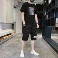 thumbnail image 4 of Conjunto de dos piezas para hombre, para correr, con letras, para trotar, color blanco, camisetas Kpop, pantalones cortos, trajes para hombre, ropa de verano, moda 2024, 4 of 5