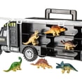 thumbnail image 4 of Prextex 16” Jurassic Dinosaur Tractor Trailer Dinosaur Carrier with 6 Mini Plastic Dinosaurs Toys, Toys & Tractor Case, Great for Kids, Boys and Girls | Toy Tracktor With Dinosaur Toys, 4 of 6