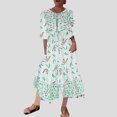 thumbnail image 6 of Youyipin womens summer dresses Ladies' Printed Waistband With Bubble Sleeves Maxi dresses for women, 6 of 8