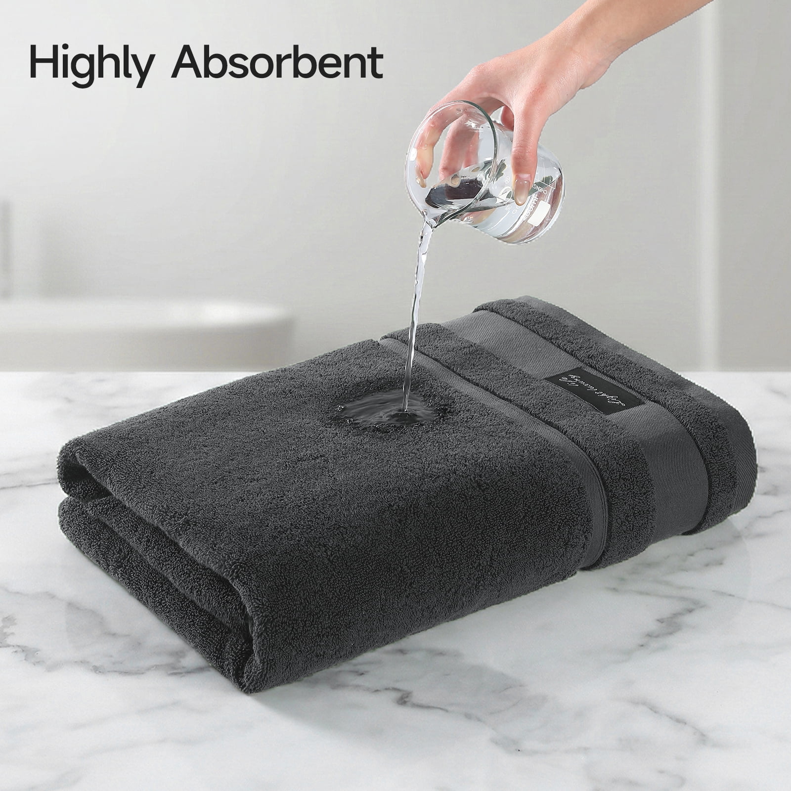 REDKISS 100% Cotton Bath Towels Set 2 Pack, 31x63 760GSM Luxury Dark Gray Towels. Shower Towels for Bathroom, Hotel Quality Toallas Para Baño.