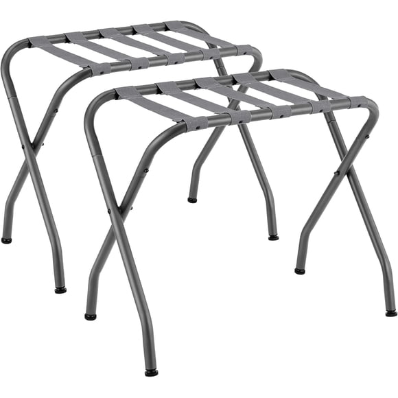 SONGMICS Juego de 2, Estante de Equipaje con Marco de Acero, Soporte para Maletas para la Habitación de Invitados, Plegable, para Dormitorio, Sala de Estar, Gris