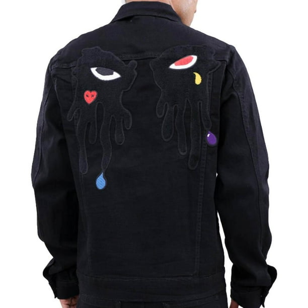 Roku Studio Tear Dripping Denim Jeans Jacket Black