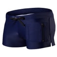 thumbnail image 2 of EliteGoogv Men Swim Trunks High Waist Solid Color Briefs Swim Bottom For Men Summer Casual Swimming Shorts Dark Blue 3XL, 2 of 6