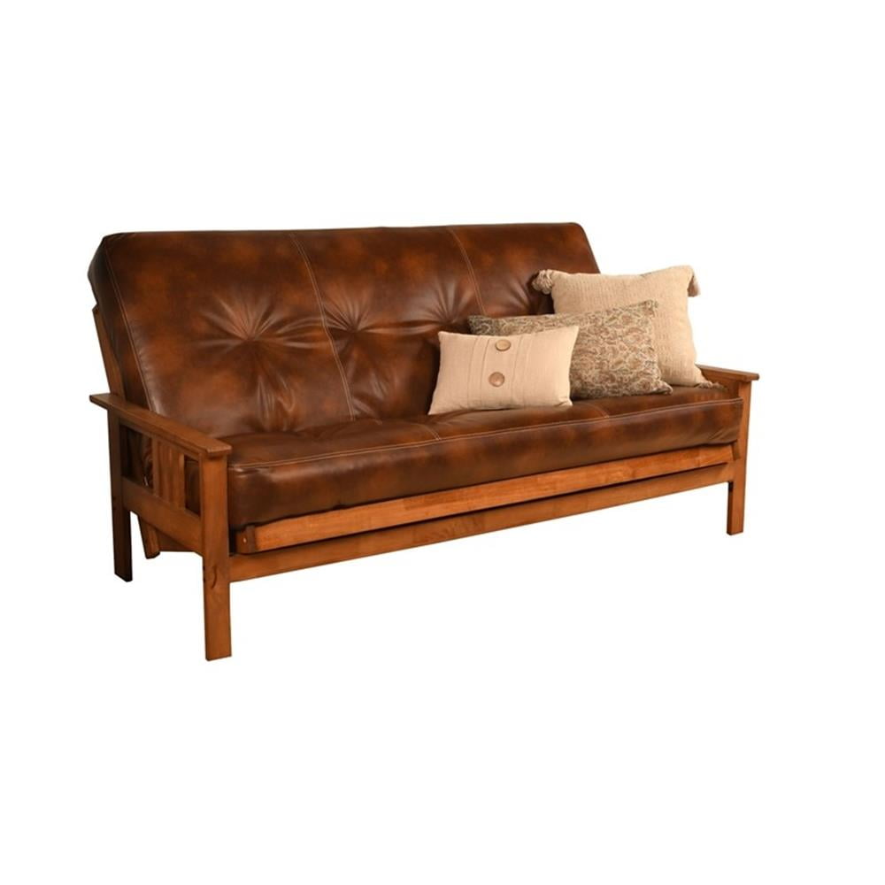 Pemberly Row Full-size Faux Leather Futon Mattress in Brown - Frame Not Included