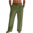 thumbnail image 2 of Stamzod Pants for Men Casual Elastic Waist Cotton Lounge Pants with Pocket Summer Vacation Beach Pants Army Green-5 M, 2 of 7