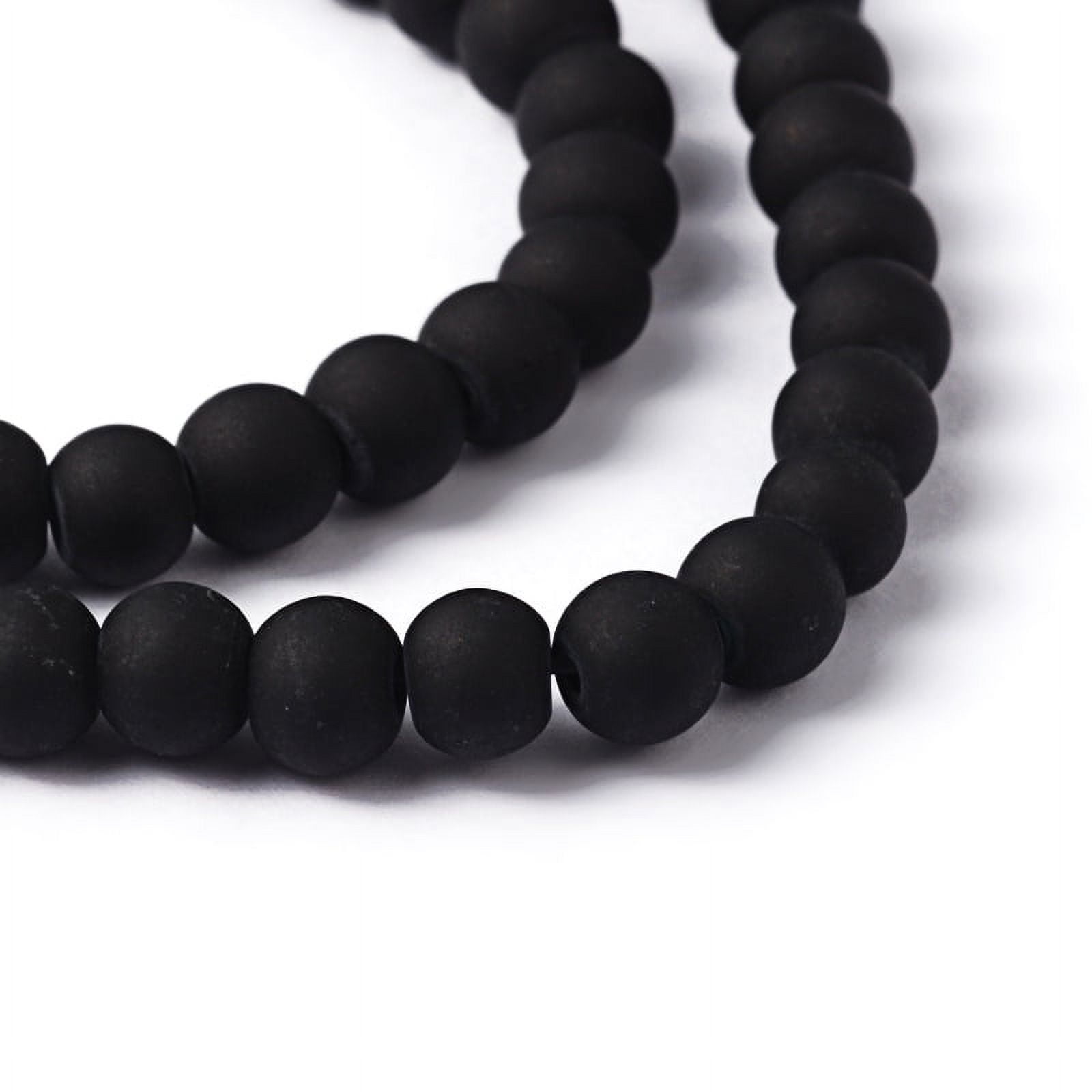 20Strand Transparent Glass Bead Strands Frosted Round Black 6mm Hole: 1.3~1.6mm about 140pcs/strand 31.4 inch